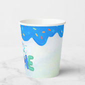 スウィートワンブルーつや消しボーイズファースト誕生日 紙コップ (左)