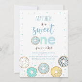 スウィートワンブルードーナスファースト誕生日 招待状 (正面)