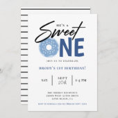 スウィートワンブルードーナツ1st誕生日パーティー 招待状 (正面/裏面)