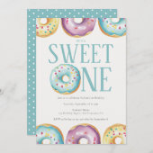スウィートワンブルー1st誕生日パーティの招待状 招待状 (正面/裏面)