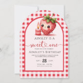 スウィートワンベリーファースト誕生日パーソナライズされた写真 招待状 (正面)