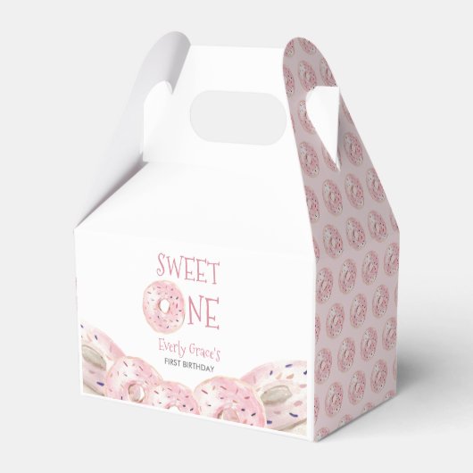 スウィートワンボホウォーター色ドーナツテーマ1歳の誕生日 フェイバーボックス (正面サイド)