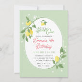 スウィートワンレモン&フローラをテーマにした誕生日パーティー 招待状 (正面)