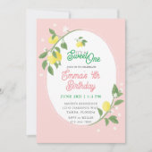 スウィートワンレモン&フローラをテーマにした誕生日パーティー 招待状 (正面)