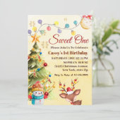 スウィートワン冬のホリデー１歳の誕生日パーティー 招待状 (スタンド正面)