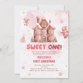 スウィートワン初誕生日ピンクジンジャーパン 招待状 (正面)
