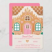 スウィートワン初誕生日ピンクジンジャーパン 招待状 (正面/裏面)