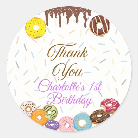 スウィートワン最初の誕生日の好意ステッカー ラウンドシール (正面)