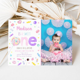 スウィートワン棒つきキャンデーキャンディファースト誕生日 招待状