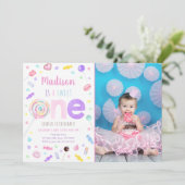 スウィートワン棒つきキャンデーキャンディファースト誕生日 招待状 (スタンド正面)