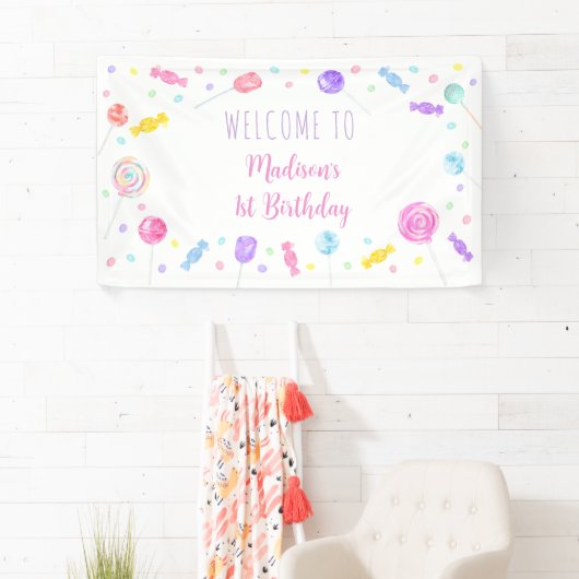 スウィートワン棒つきキャンデーキャンディ誕生日 横断幕 (インサイチュ)