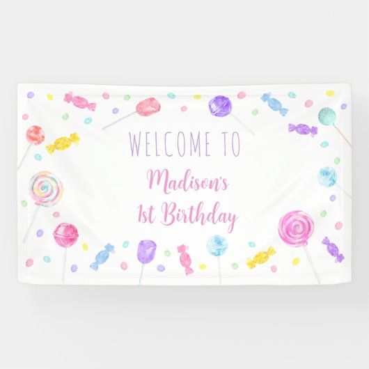スウィートワン棒つきキャンデーキャンディ誕生日 横断幕 (横)