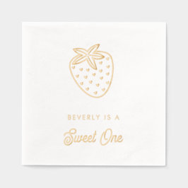 スウィートワン第1誕生日イチゴハートナプキンス 箔ナプキン