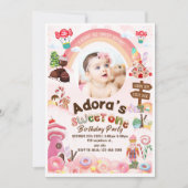 スウィートワン誕生日ドーナツ誕生日招待状 セーブザデート (正面)