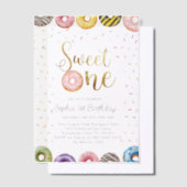 スウィートワン誕生日招待状1stバースデーガール ベラム紙招待状 (オフセット)