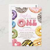 スウィートワン誕生日招待状1stバースデーガール ポストカード (正面/裏面)