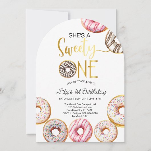 スウィートワン誕生日招待状1stバースデーガール 招待状 (正面)