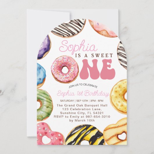 スウィートワン誕生日招待状1stバースデーガール 招待状 (正面)