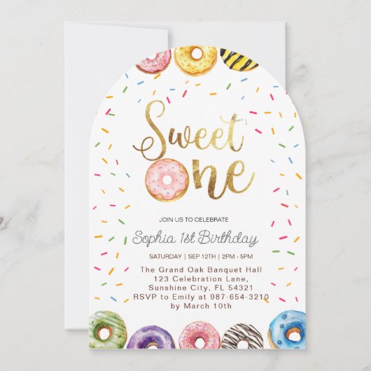 スウィートワン誕生日招待状1stバースデーガール 招待状 (正面)