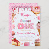 スウィートワン1st誕生日パーティーガール 招待状 (正面/裏面)