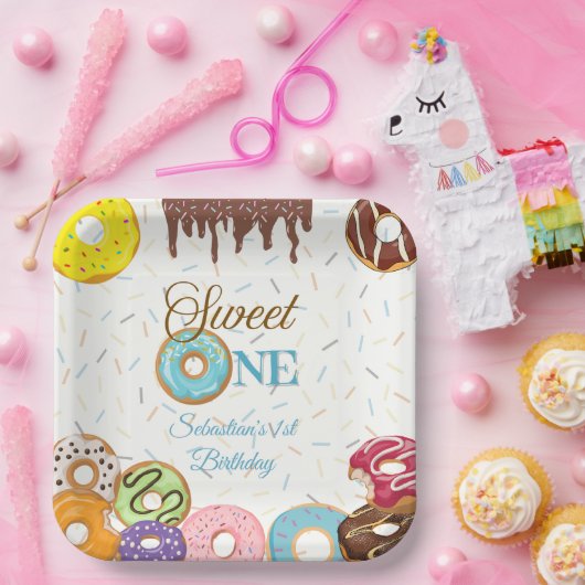 スウィートワン1st誕生日パーティープレート | カスタマイズ可能 ペーパープレート (パーティー)