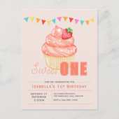 スウィートワン1th誕生日ガール招待状はがき ポストカード (正面)