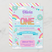 スウィートワン1th誕生日パーティーキャンディランド招待状 招待状 (正面/裏面)