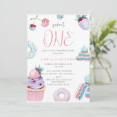 スウィートワン アイスクリーム ファーストバースデー ベビーガール 招待状 (スタンド正面)