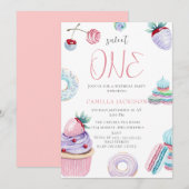 スウィートワン アイスクリーム ファーストバースデー ベビーガール 招待状 (正面/裏面)