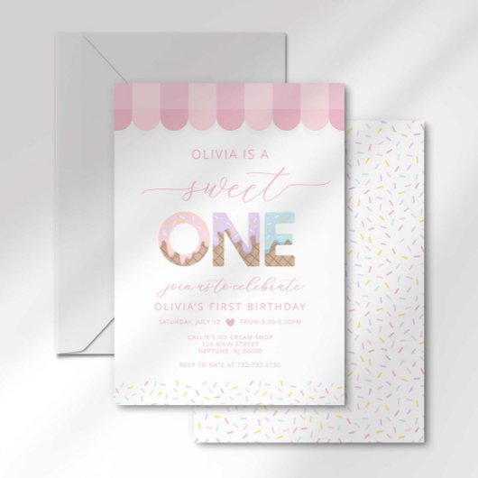 スウィートワン アイスクリーム ファースト バースデー インビテーション