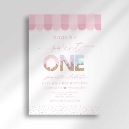 スウィートワン アイスクリーム ファースト バースデー インビテーション