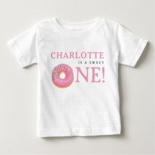 スウィートワン ドーナツ ピンク 1歳 誕生日パーティー ベビーTシャツ