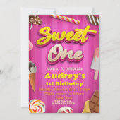 スウィートワン – Girl 1st Birthday 招待状 (正面)