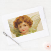 スウィートヴィンテージエンジェル顔 長方形シール (封筒)