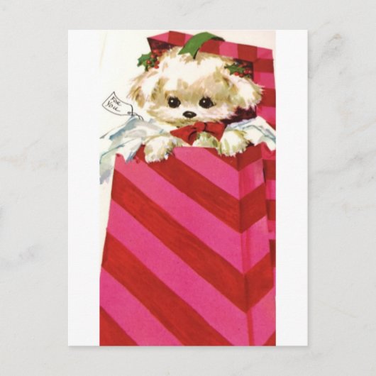 スウィートヴィンテージクリスマスパピービコンラサマルチーズ シーズンポストカード (正面)
