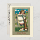 スウィートヴィンテージチャイルド、イースターバニー&エッグ ポストカード (正面/裏面)