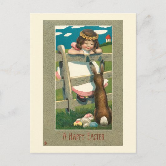 スウィートヴィンテージチャイルド、イースターバニー&エッグ ポストカード (正面)