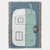 スウィートヴィンテージトレーラーキャンパーRVオン深いブルー スローブランケット (正面縦)