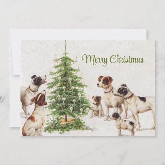 スウィートヴィンテージドッグとクリスマスツリー シーズンカード (正面)