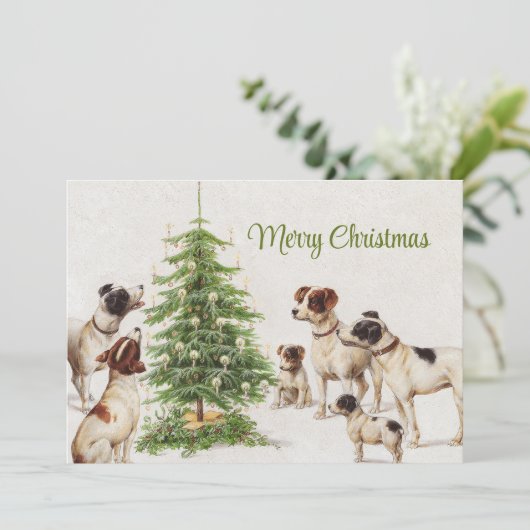 スウィートヴィンテージドッグとクリスマスツリー シーズンカード (スタンド正面)
