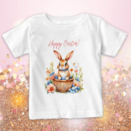 スウィートヴィンテージハッピーイースターバニーラビット ベビーTシャツ