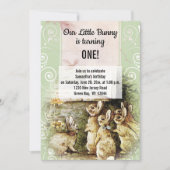 スウィートヴィンテージバニー1st誕生日パーティの招待状 招待状 (正面)