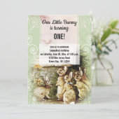 スウィートヴィンテージバニー1st誕生日パーティの招待状 招待状 (スタンド正面)