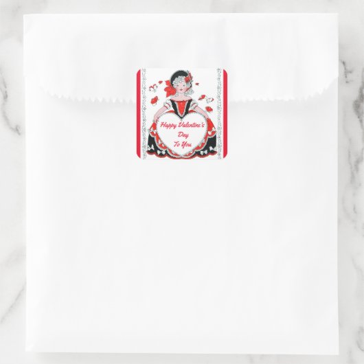 スウィートヴィンテージバレンタインデーステッカー スクエアシール (バッグ)