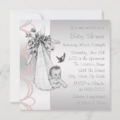 スウィートヴィンテージピンクベビーガールシャワー 招待状 (裏面)