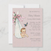 スウィートヴィンテージピンクベビーガールシャワー 招待状 (裏面)