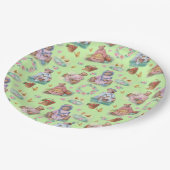 スウィートヴィンテージベアーティーパーティーソフトグリーン&ピンク ペーパープレート (アングル)