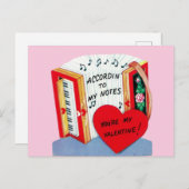 スウィートヴィンテージミュージカルバレンタインズデイラブカード ポストカード (正面/裏面)