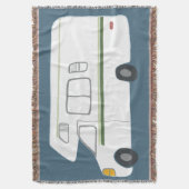 スウィートヴィンテージモーターホームキャンパーRVオン深いブルー スローブランケット (正面縦)