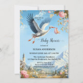 スウィートヴィンテージ芸術的コウノトリ 招待状 (正面)